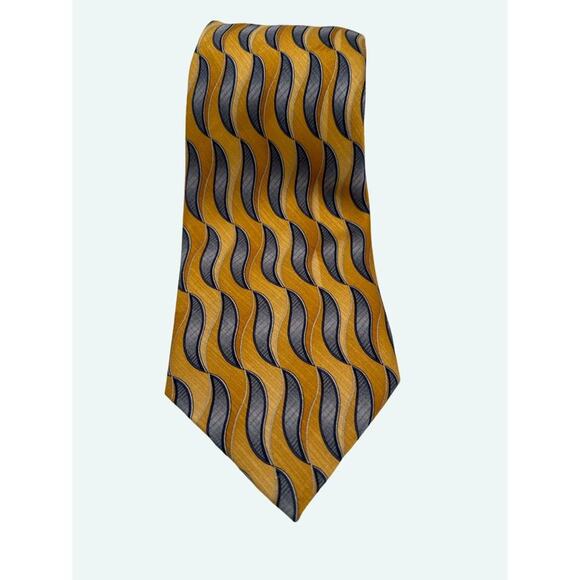 Meeting Street · One Size · 100% Silk Necktie · Swirl Print · Yellow Blue - Picture 2 of 7